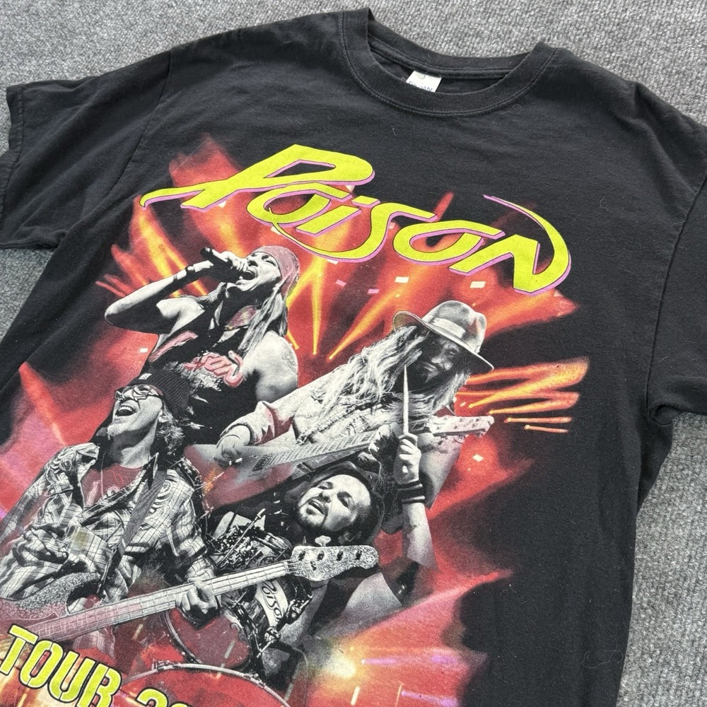 Poison Tour 2018 Nothin But A Good Time Black Shirt Mens L Gildan Heavy Cotton